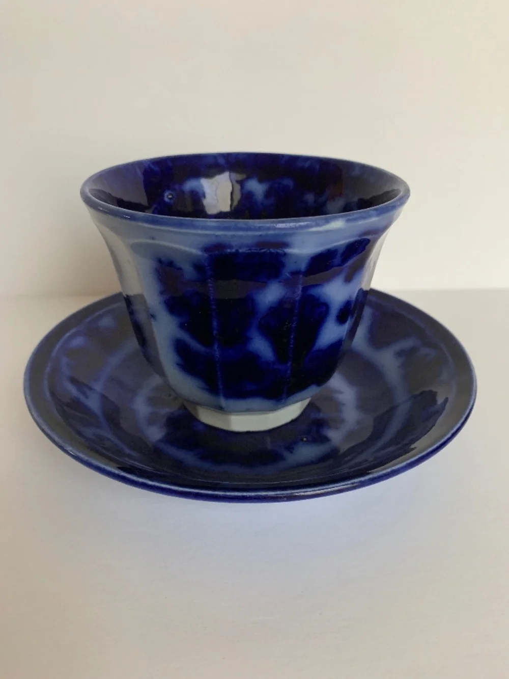 Antique Podmore Walker Blue & White Porcelain Tea Cup & Saucer – Temple Scene